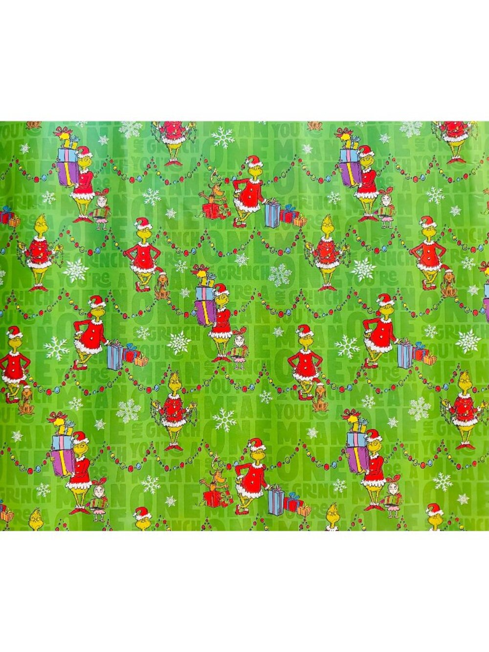 Hallmark Christmas Wrapping Paper The Grinch Green 70 sq ft Roll Holiday Gift
